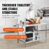 Stainless Steel Prep Table, 30 x 48 x 34 Inch, 880 lbs Load Capacity, Heavy Duty Metal Worktable with 3 Adjustable Height Levels