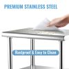 Stainless Steel Prep Table, 30 x 30 x 36 Inch, 800lbs Load Capacity Heavy Duty Metal Worktable with Adjustable Undershelf & Feet
