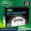 Scotts 200 Bags 13 Gallon Boxed Disposable Non Tear Puncture Tear Resistant Trash Bags, deodorization technology Kitchen Drawstring Garbage Bags