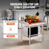 Stainless Steel Work Table, 24 x 24 x 26 Inch Commercial Food Prep Worktable, 3-Sided Backsplash Heavy Duty Prep Worktable