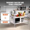 Stainless Steel Work Table, 30 x 48 x 26 Inch Commercial Food Prep Worktable, 3-Sided Backsplash Heavy Duty Prep Worktable