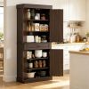 71" Freestanding Kitchen Pantry Cabinet with 4 Doors 2 Large Storage Cabinets And an Additional Drawer for Coffee & Kitchen Supplies
