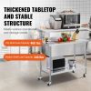 Stainless Steel Work Table 24 x 48 x 38 Inch, with 4 Wheels, 3 Adjustable Height Levels