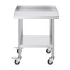 Stainless Steel Work Table, 24 x 24 x 30 Inch Commercial Food Prep Worktable with 4 Wheels, Casters, 3-Sided Backsplash Heavy Duty Prep Worktable