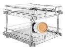 2 Tier 20"Wx21"Dx15"H Pull Out Cabinet Organizer, Heavy Duty Slide Out Pantry Shelves, Steel Roll Out Drawers, Sliding Drawer Storage for Home