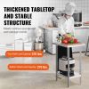 Stainless Steel Prep Table, 24 x 18 x 34 Inch, 640 lbs Load Capacity, Heavy Duty Metal Worktable with 3 Adjustable Height Levels