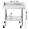 Stainless Steel Work Table, 24 x 28 x 30 Inch Commercial Food Prep Worktable with 4 Wheels, Casters, 3-Sided Backsplash Heavy Duty Prep Worktable