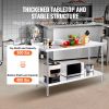 24 x 60 x 36 Inch Stainless Steel Work Table, Commercial Food Prep Worktable Heavy Duty Prep Worktable