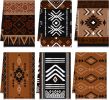 6 Pack Decorative Kitchen Towels Sets Hand Dish Towels for Kitchen Farmhouse Bathroom Tea Cloth for Home Supplies 16" x 24"(Brown,Aztec)