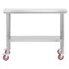 Stainless Steel Table, 24 x 35.4 Inches Food Prep Worktable with Wheels