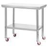 Stainless Steel Table, 24 x 35.4 Inches Food Prep Worktable with Wheels