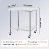 Stainless Steel Work Table 30 x 36 x 38 Inch, with 4 Wheels, 3 Adjustable Height Levels