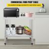 Stainless Steel Prep Table, 30 x 24 x 35 Inch, 440lbs Load Capacity Heavy Duty Metal Worktable with Backsplash Adjustable Undershelf & 4 Casters