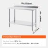 24 x 48 x 36 Inch Stainless Steel Work Table, Commercial Food Prep Worktable Heavy Duty Prep Worktable
