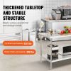 Stainless Steel Prep Table, 30 x 60 x 34 Inch, 910 lbs Load Capacity, Heavy Duty Metal Worktable with 3 Adjustable Height Levels