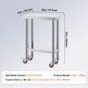 Stainless Steel Work Table 12 x 24 x 34 Inch, 700 LBS Load Capacity with 4 Wheels, 3 Adjustable Height Levels