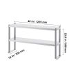 Double Overshelf, Double Tier Stainless Steel Overshelf, 12 x 48 Inch Double Deck Overshelf, Height Adjustable Overshelf Prep Work Table for Kitchen
