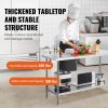 Stainless Steel Prep Table, 24 x 60 x 34 Inch, 840 lbs Load Capacity, Heavy Duty Metal Worktable with 3 Adjustable Height Levels