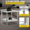 Stainless Steel Prep Table, 36 x 24 x 35 Inch, 440lbs Load Capacity Heavy Duty Metal Worktable with Backsplash and Adjustable Undershelf