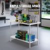 Stainless Steel Prep Table, 24 x 48 x 34 Inch, 800 lbs Load Capacity, Heavy Duty Metal Worktable with 3 Adjustable Height Levels