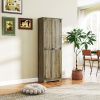 67" Farmhouse Pantry Cabinet, Freestanding Food Pantry Cabinet with Adjustable Shelves, Distressed Gray