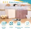 9.5L 2 Pack Extra Large Flour Sugar Storage Containers for 25lbs flour, Airtight Kitchen Pantry Organization Canisters with Lids for Bulk food, Rice