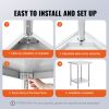 Stainless Steel Prep Table, 24 x 24 x 34 Inch, 700 lbs Load Capacity, Heavy Duty Metal Worktable with 3 Adjustable Height Levels