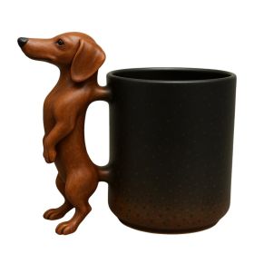 3D  Handmade Dachshund Mug, Creative 3D Animal Shape Ceramic Mug,11 Oz Unique Dog Coffee Mugs (Option: B)