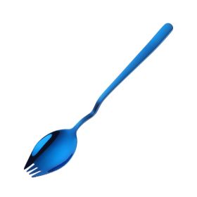 Instant Noodle Fork Multi-Purpose V-Shaped Knife Fork Spoon (type: Tableware, Color: Blue)