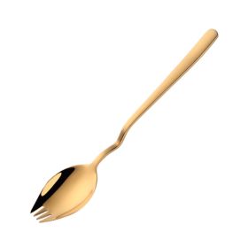 Instant Noodle Fork Multi-Purpose V-Shaped Knife Fork Spoon (type: Tableware, Color: Gold)