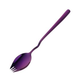 Instant Noodle Fork Multi-Purpose V-Shaped Knife Fork Spoon (type: Tableware, Color: Purple)