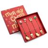 4pcs /Pack Christmas Gift Spoon Cartoon Fruit Fork Dessert Coffee Scoop
