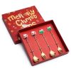 4pcs /Pack Christmas Gift Spoon Cartoon Fruit Fork Dessert Coffee Scoop