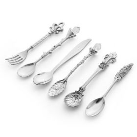 Vintage Mini Coffee Spoons Suit For Coffee Fruit Dessert (type: Cutlery Sets, Color: Silver)