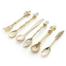 Vintage Mini Coffee Spoons Suit For Coffee Fruit Dessert (type: Cutlery Sets, Color: Gold)
