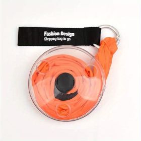 1pc Reusable Shopping Bags; Portable Outdoor Beach Bag; Roll Up Mini Disc Shape Black Grocery Bag; Folding Eco Friendly Light Weight; Kitchen Supplies (Color: Orange)