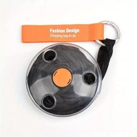 1pc Reusable Shopping Bags; Portable Outdoor Beach Bag; Roll Up Mini Disc Shape Black Grocery Bag; Folding Eco Friendly Light Weight; Kitchen Supplies (Color: Black)