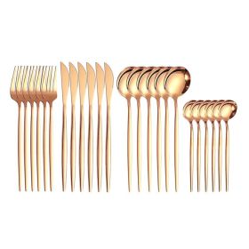 24pcs Dining Room Dinnerware Set Stainless Steel Cutlery Set (type: Flatware Set, Color: Rose Gold)