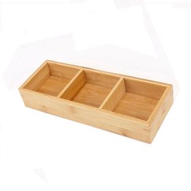 Hot Pot Bamboo Plate Compartmental Platter Vegetable Tray (Options: Three Grid Bamboo Plate, Color: Natural)
