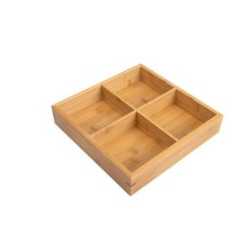 Hot Pot Bamboo Plate Compartmental Platter Vegetable Tray (Options: Small Four Grid Bamboo Plate, Color: Natural)