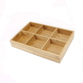 Hot Pot Bamboo Plate Compartmental Platter Vegetable Tray (Options: Six Grid Plate, Color: Natural)