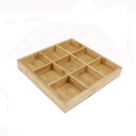 Hot Pot Bamboo Plate Compartmental Platter Vegetable Tray (Options: Small Nine Grid Plate, Color: Natural)
