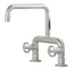 2-Handle 2 Holes Deck Mount Modern Kitchen Faucet With 360 ° Swivel Spout In Matte Black