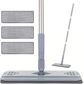 Flat Mop with 3 Pads, Microfiber Mops for Floor Cleaning Adjustable Handle 29-49, Dust Mop for Hardwood Floors (Color: gray)