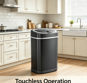 Automatic Sensor Trash Can, Stainless Steel Touch-Free Garbage Bin with Odor Sealing Lid (Style: Wine Red)