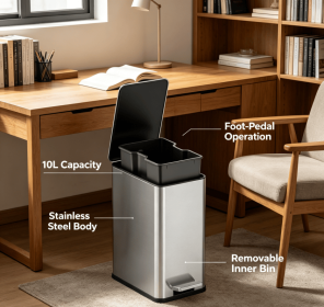 10L -50LStainless Steel Step Trash Can with Dual Compartment, Hands-Free Pedal Garbage Bin (Style: VSOT-10-35)
