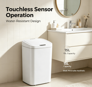 10L Touchless Automatic Sensor Trash Can, Water Resistant Tall Garbage Bin (Style: DZT-16-27S)