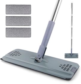 Flat Mop with 3 Pads, Microfiber Mops for Floor Cleaning Adjustable Handle 29-49, Dust Mop for Hardwood Floors (Color: Brown)