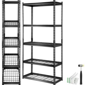 Storage Shelving Unit, 5-Tier Adjustable, 2000 lbs Capacity, Heavy Duty Garage Shelves Metal Organizer Wire Rack, Black (size: 16"D x 36"W x 72"H)