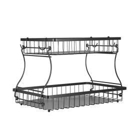 Fruit Basket Bowl Kitchen Countertop Storage Stand Holder (type: 2 Layers, Color: Matte Black)